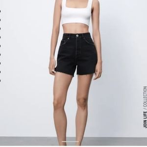 NWT Zara Slit Straight Denim Shorts